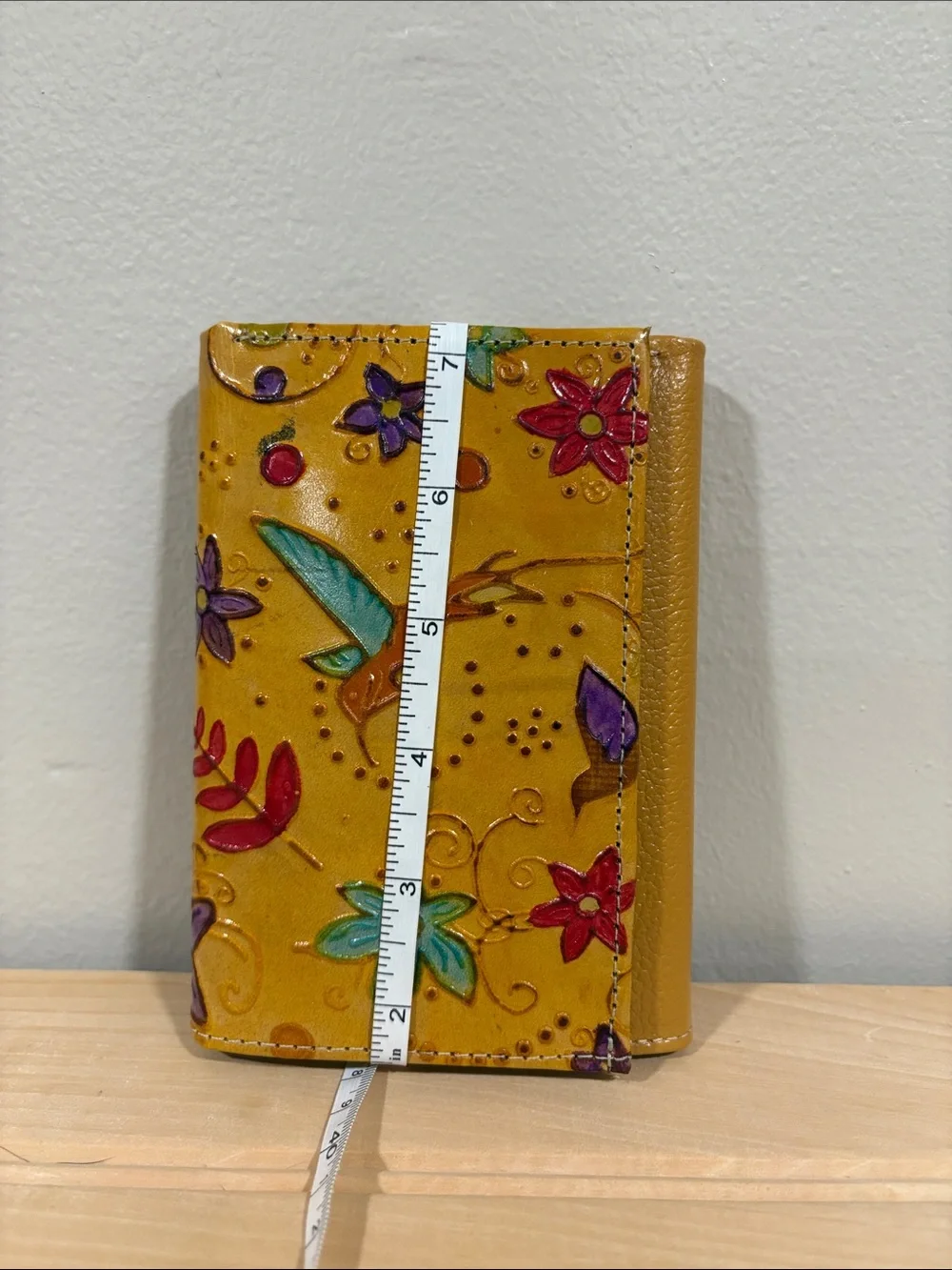 Yellow Embossed Hummingbird Floral Wallet